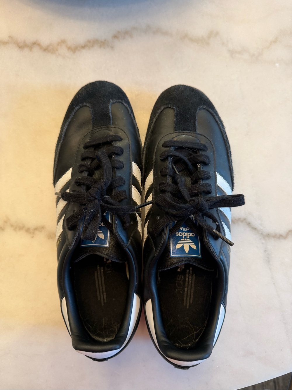 adidas Men’s Black Sneakers with White Stripes